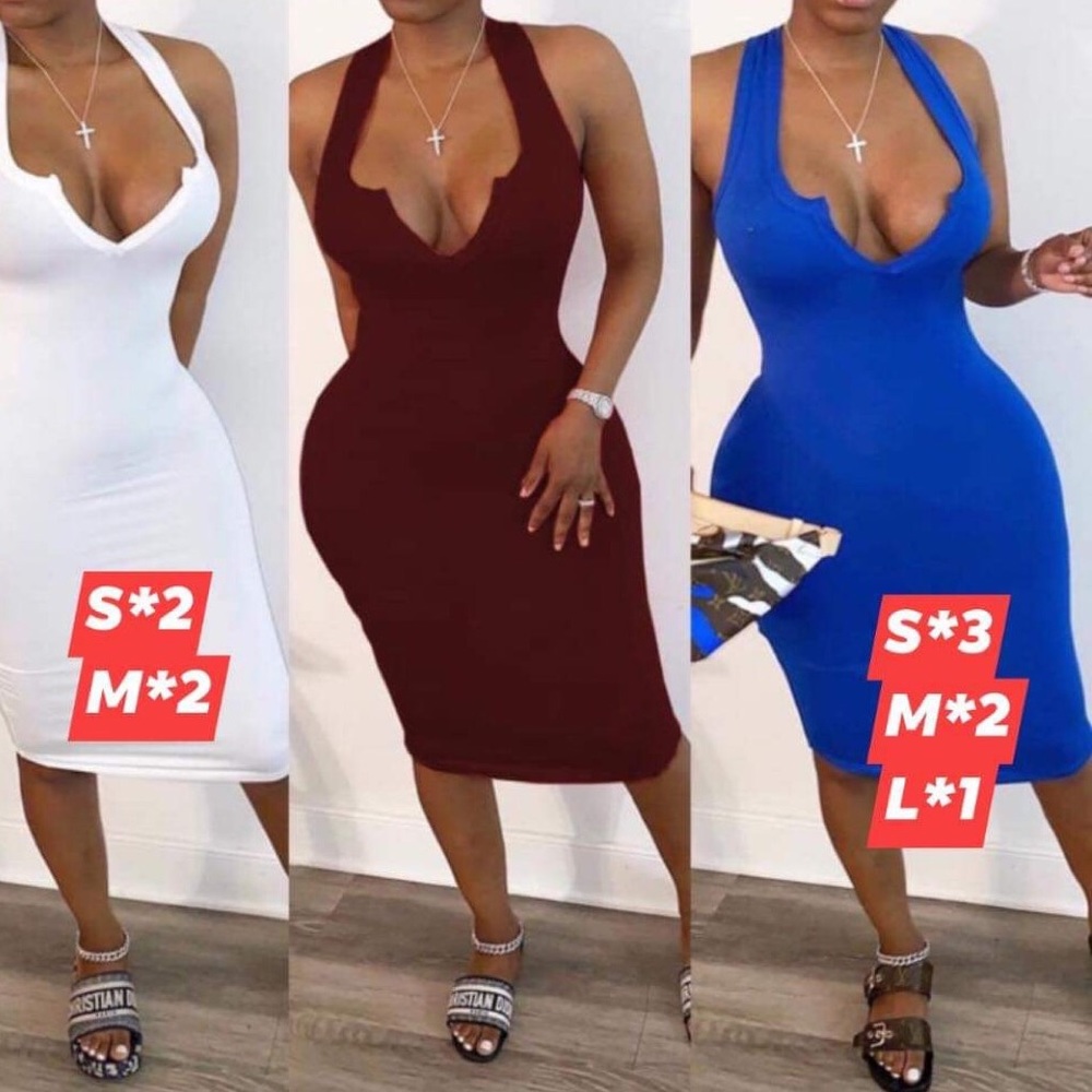 Blue v neck dress
